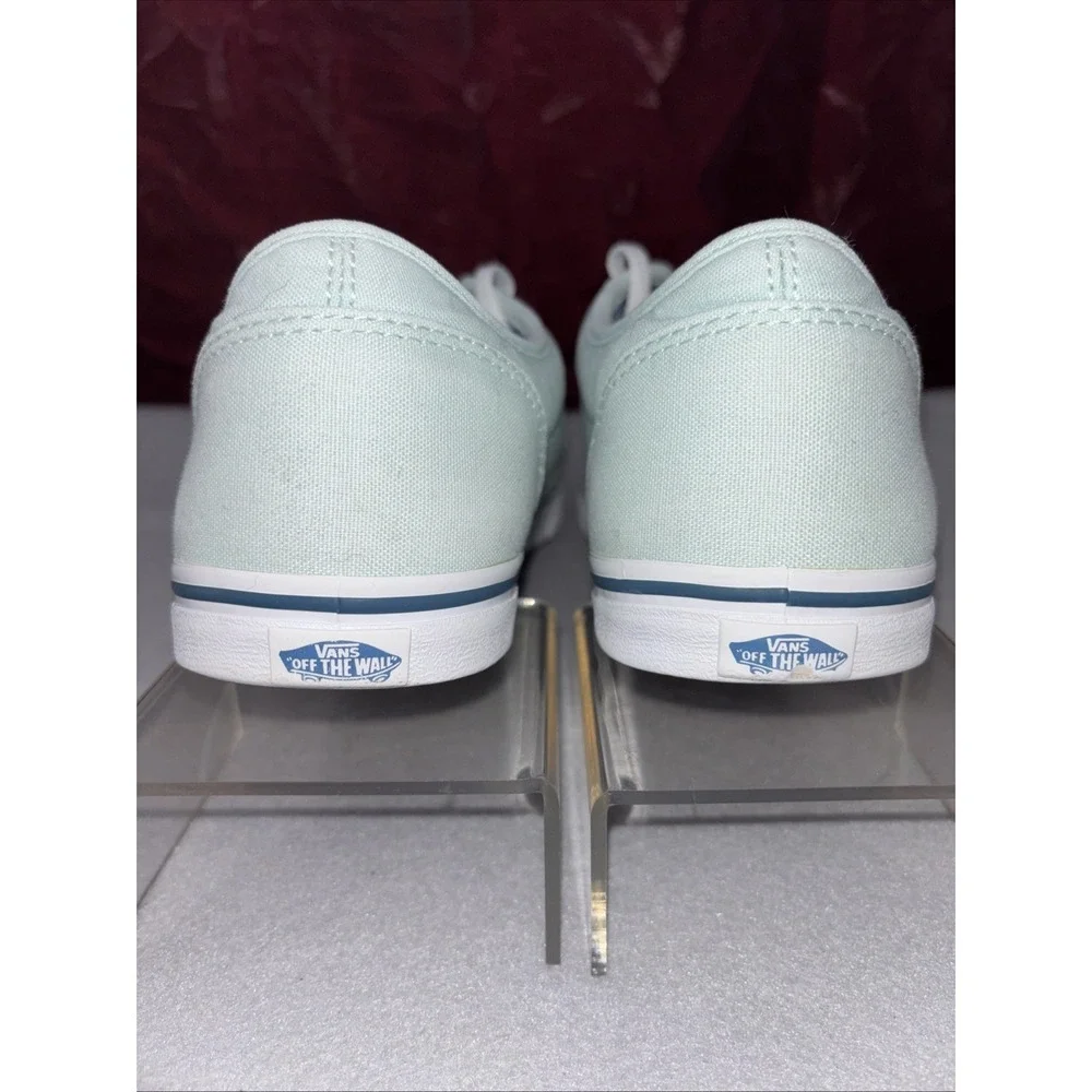 VANS Atwood Mint Green Canvas Sneakers Blue Polka Dot Insoles Women's 9.5 EUC